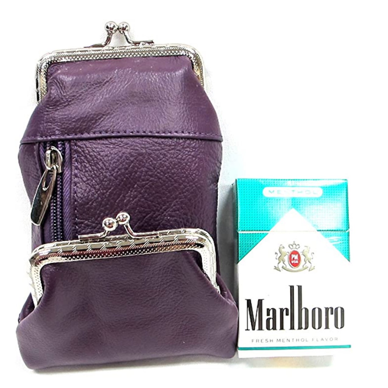 Cigarette Case Holder w Lighter Women Leather Cigarettes 100s Pack Purse...  | eBay