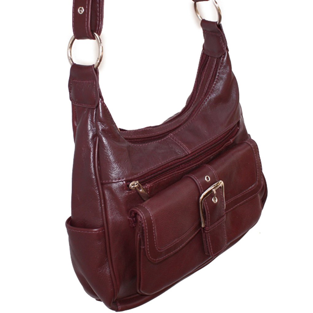 Download Genuine Leather Hobo Shoulder Handbag w Buckled Flip ...