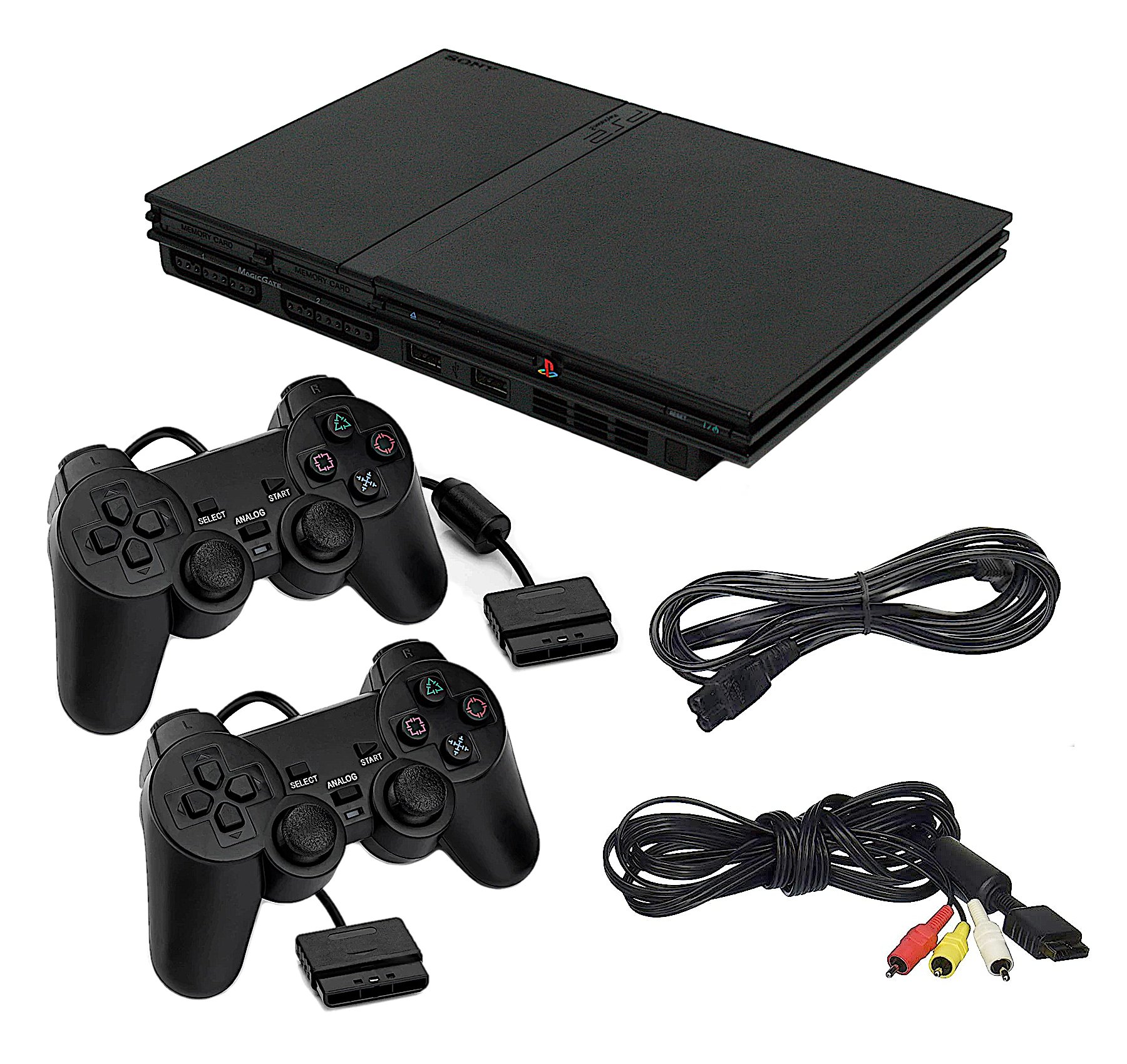 Sony PlayStation 2 PS2 Game Console Slim - Pick 1-2 Voomwa Wired Controllers + US Seller