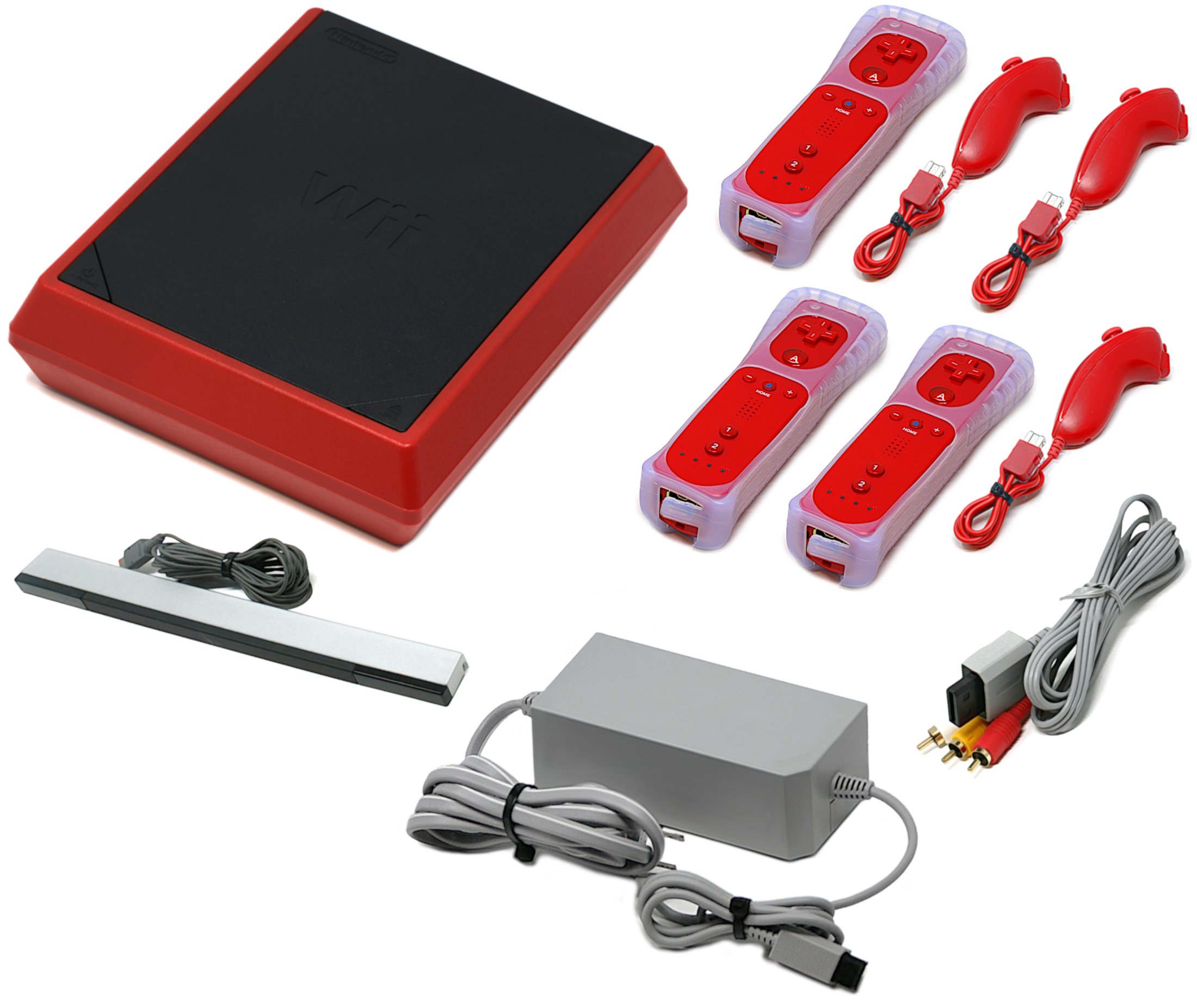 Authentic Red Wii Mini Console + Cords + Pick Controllers + US Seller