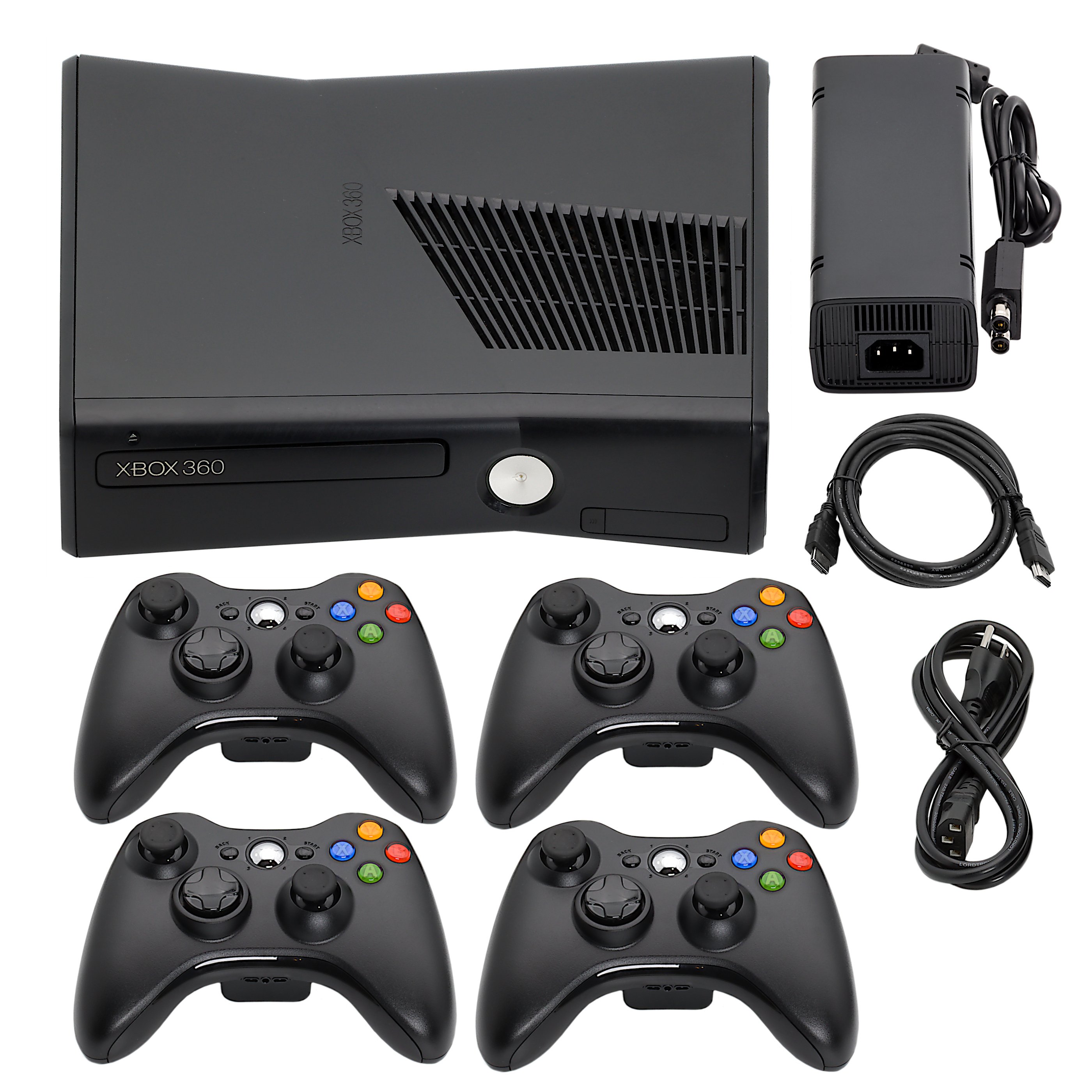 Xbox 360 Console Model S Black 4GB - 500GB + 1-4 Voomwa Wireless Controllers + US Seller