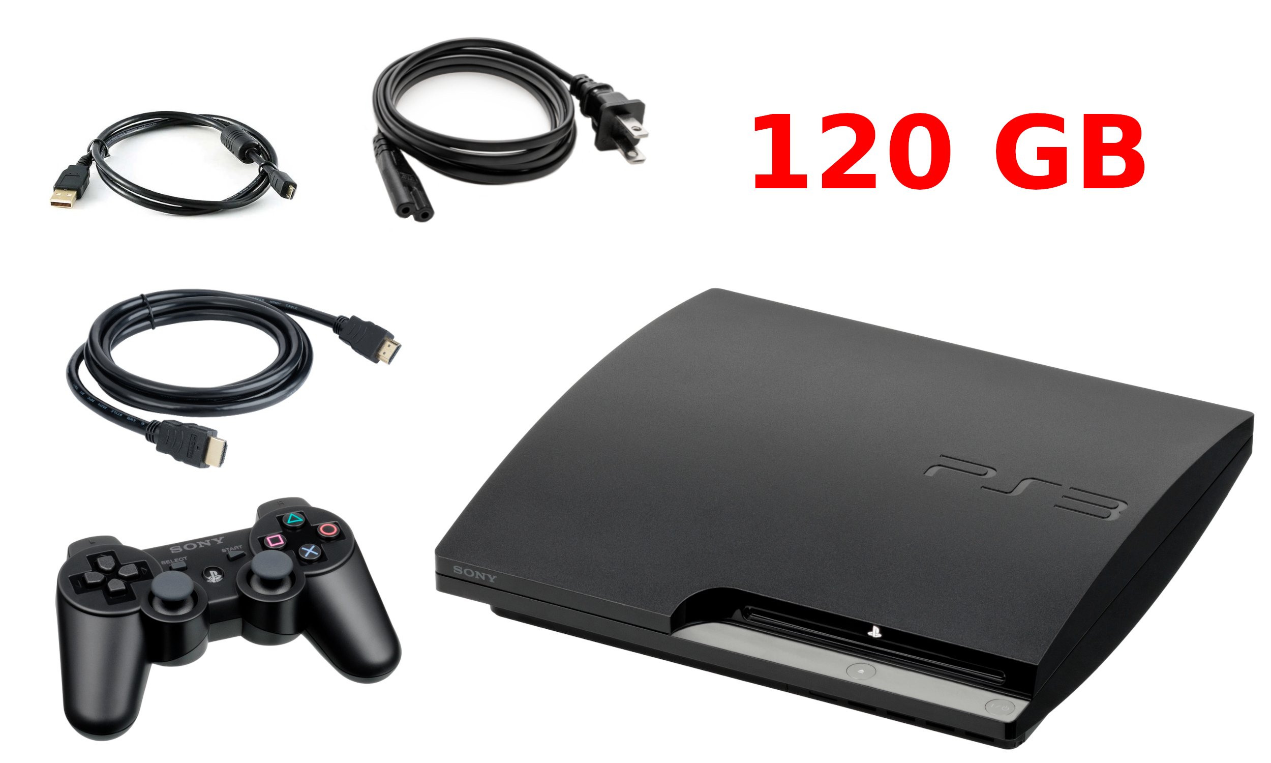 Authentic PlayStation 3 PS3 Slim Console + 120GB 160GB 250GB 320GB