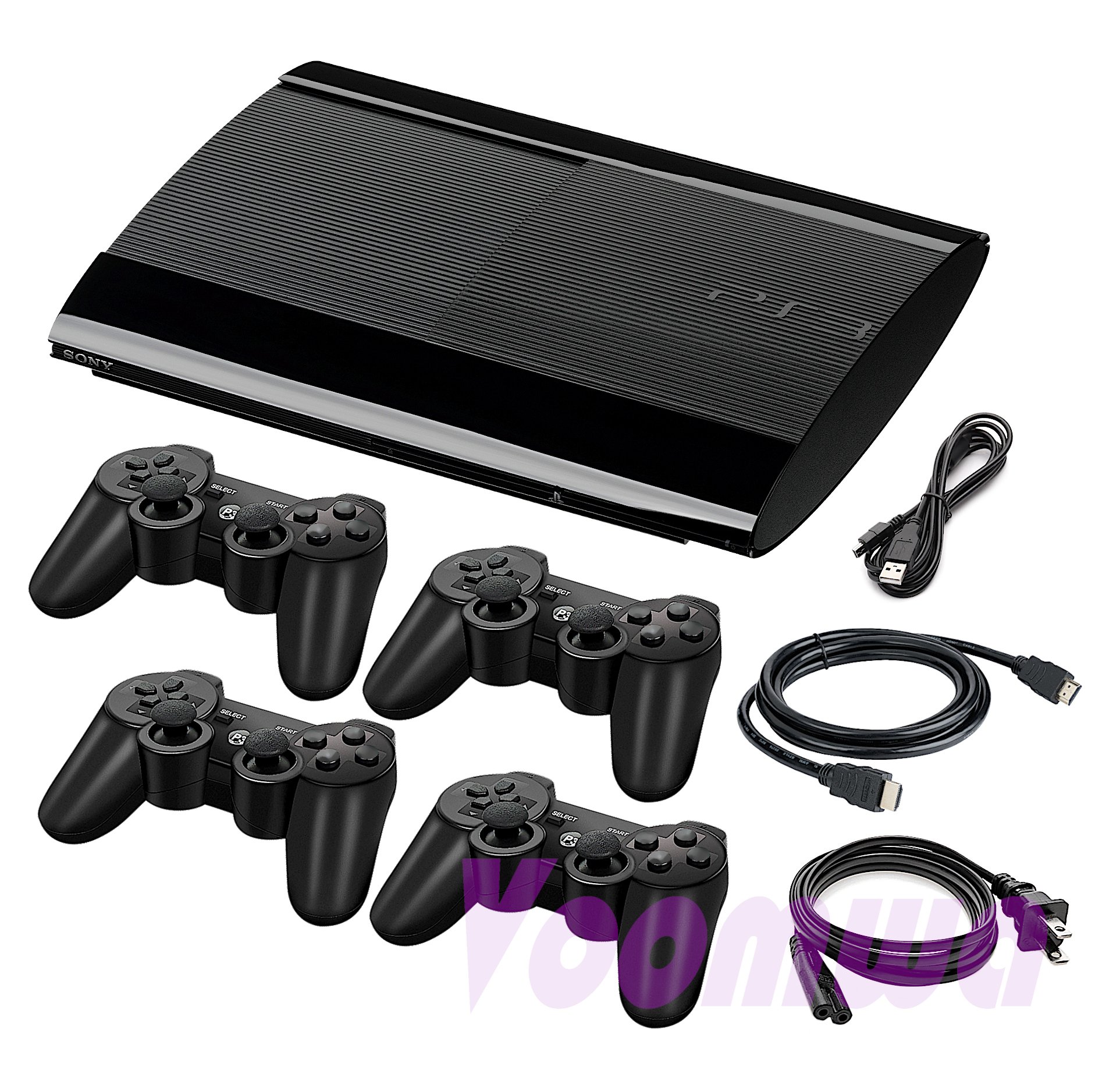 Guaranteed PlayStation 3 Super Slim Console + Your Choice 1-4 Wireless Controllers +12GB, 250GB or 500GB Storage + US Seller