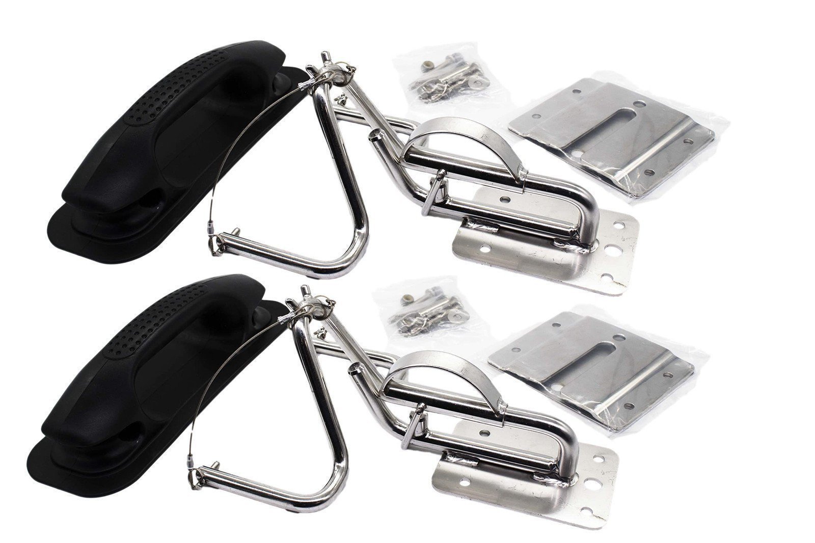 MARINE CITY Stainless Steel Quick Release Snap Davits Set with Black Handle Pad