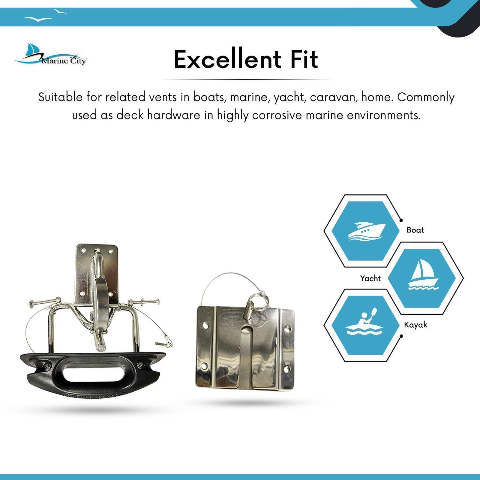 MARINE CITY Stainless Steel Quick Release Snap Davits Set with Black Handle Pad