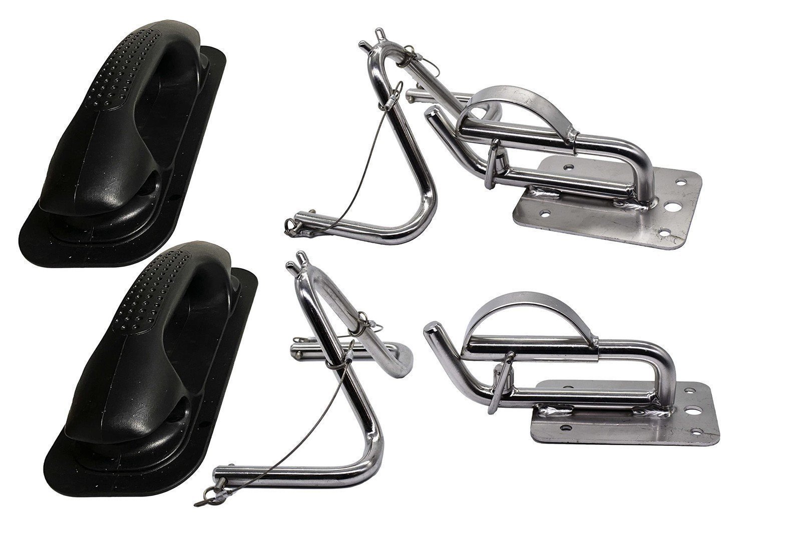 MARINE CITY Stainless Steel Quick Release Snap Davits Set with Black Handle Pad