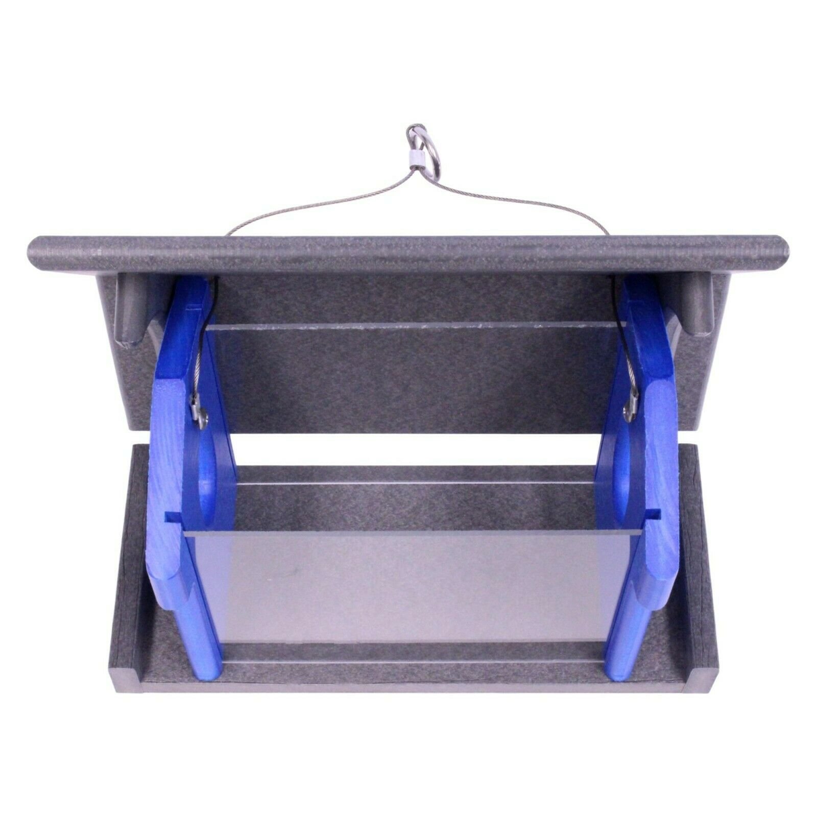 Amish-Made Bluebird Feeder Eco-Friendly Poly-Wood Hanging Blue Bird Feeder Blue and Weathered Wood Amish-Made Bluebird Feeder Eco-Friendly Poly-Wood Hanging Blue Bird Feeder Blue and Weathered Wood