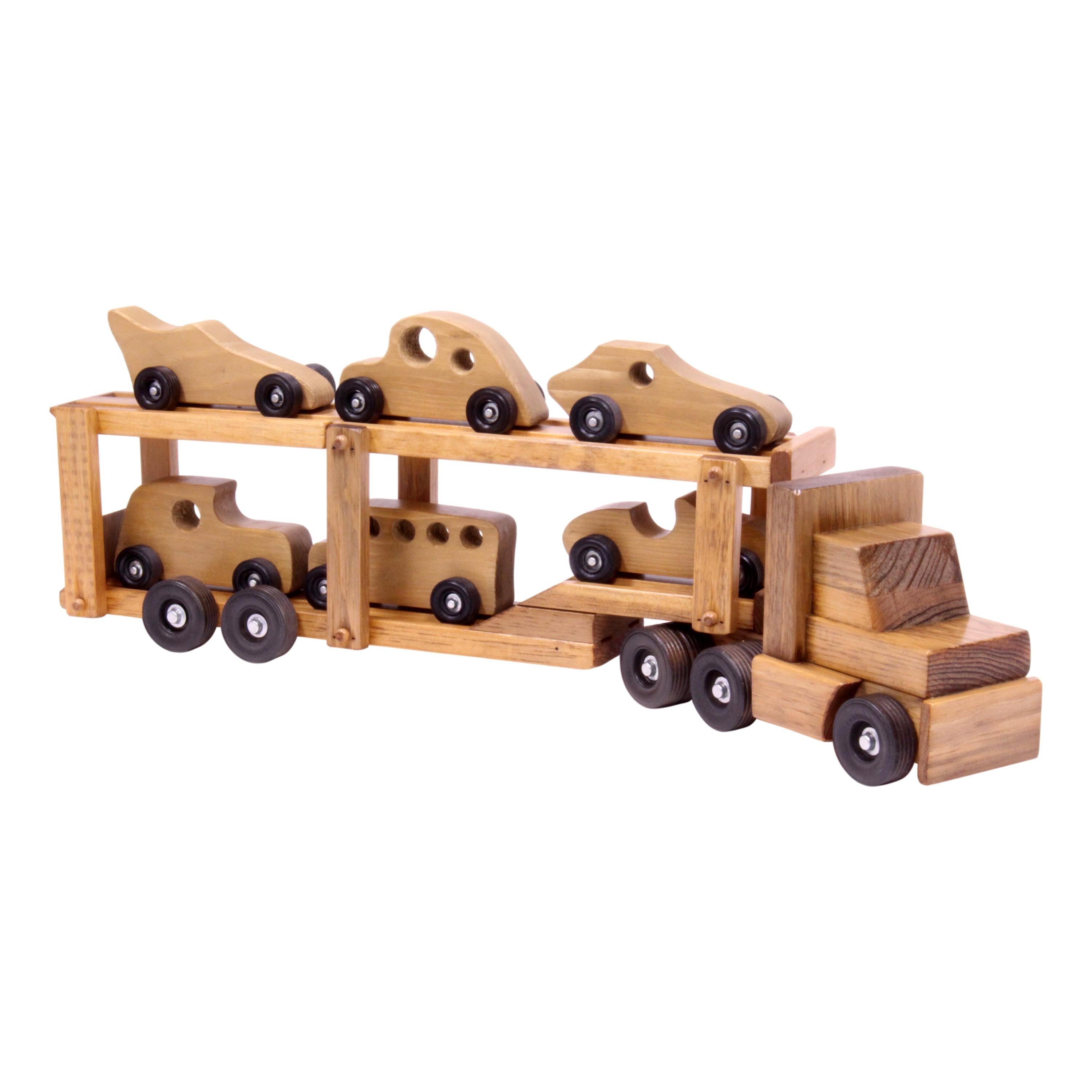 Wooden Lorry with Trailer Toy Truck Vehicle Unpainted Craft Handmade 