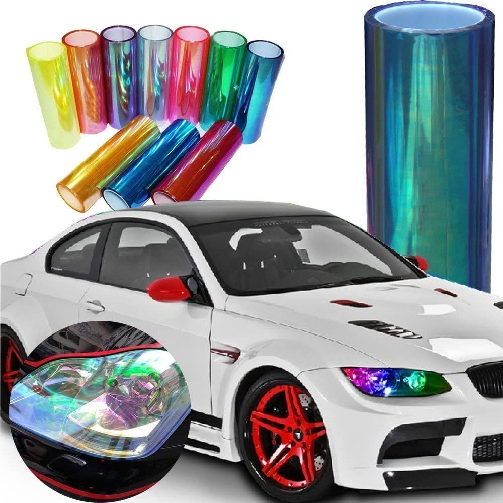 Blue Glossy Tint Overlay Film Wrap Sticker For Car Auto Front Tail Lights 