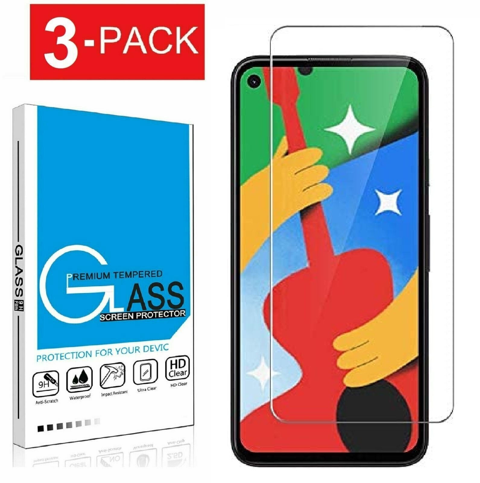 (3-Pack) For Google Pixel 4 / 4XL / 4a Tempered Glass Screen Protector Film