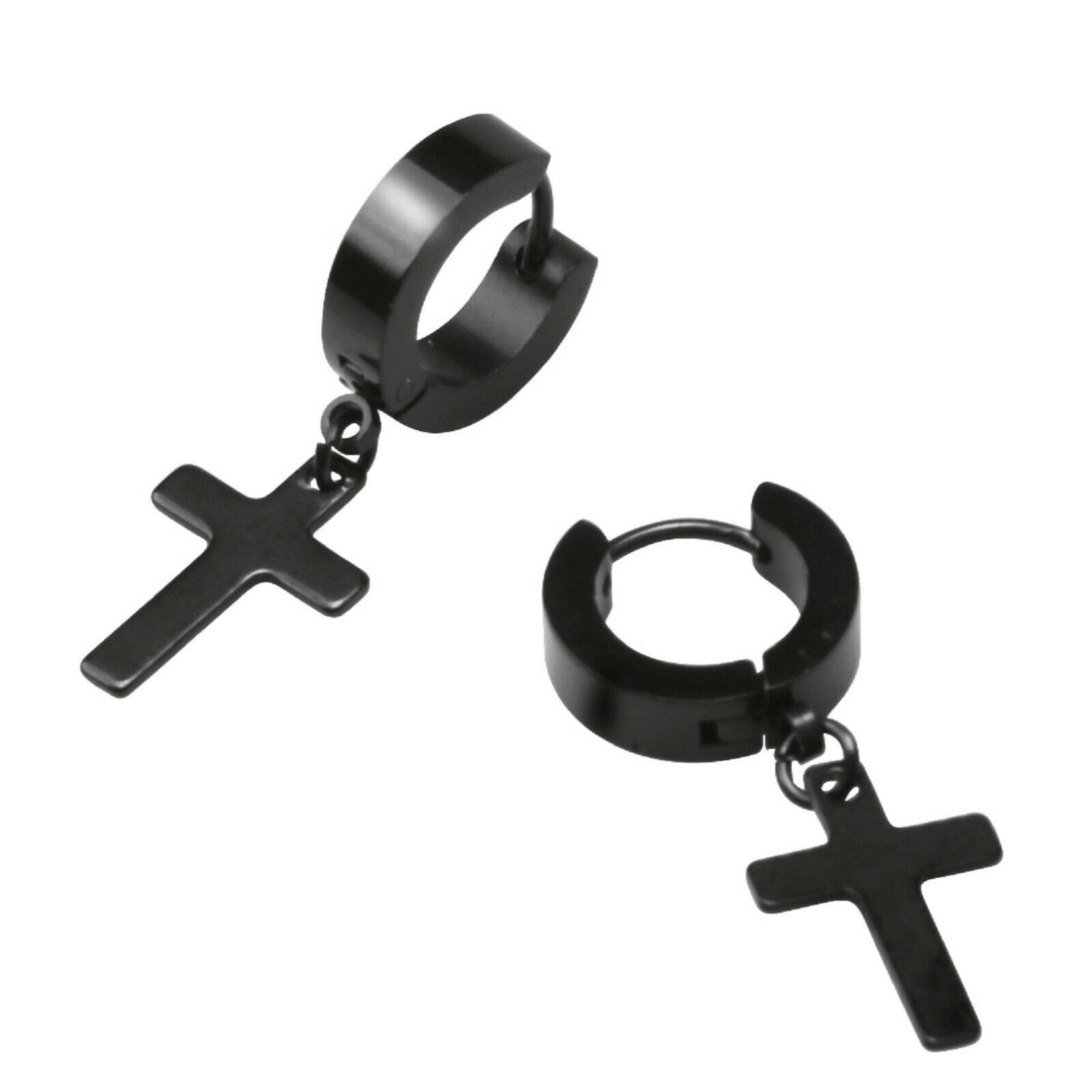 Earrings Non-Piercing Stainless Steel Cross Clip on Men Women Dangle ...