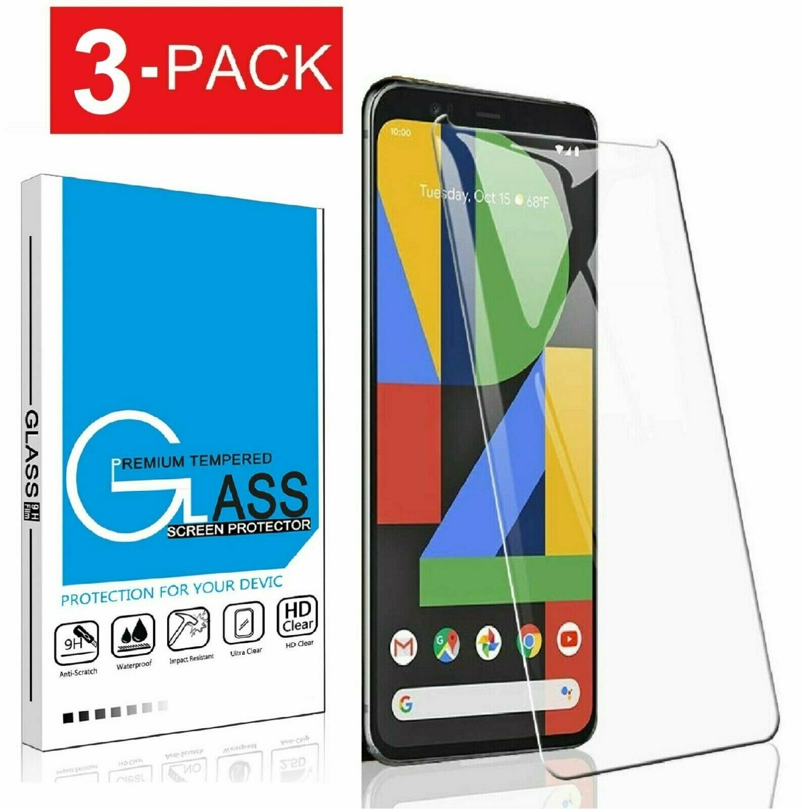 (3-Pack) For Google Pixel 4 / 4XL / 4a Tempered Glass Screen Protector Film