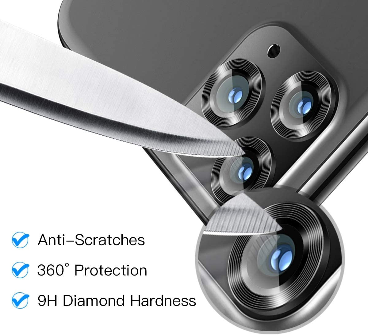 For iPhone 12 Pro Max 11 Metal Ring Tempered Glass Camera Lens Screen Protector