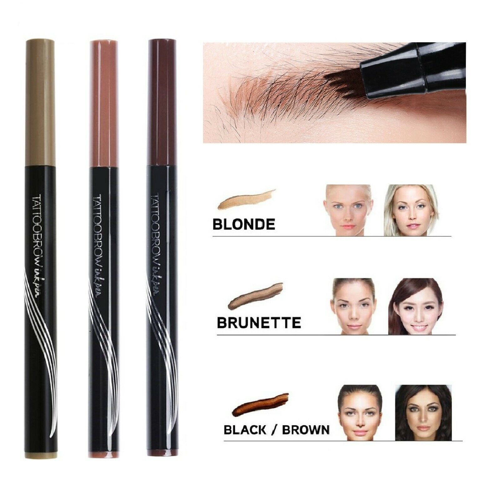 Microblading Tattoo Eyebrow Ink Pen Long Lasting Eye Brow 3D Fork ...