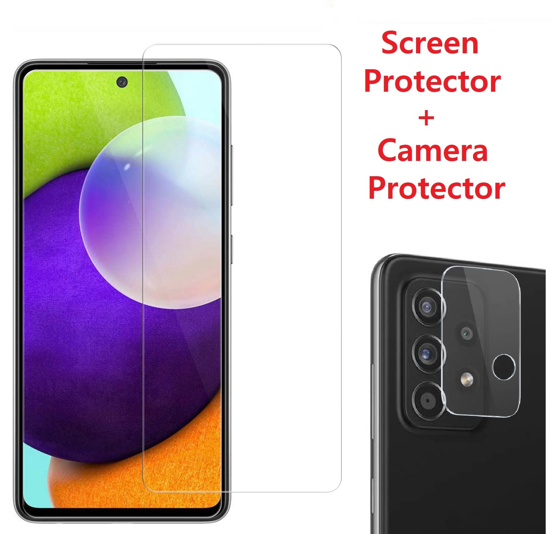 For Galaxy A02S A12 A32 A42 A52 A72 Tempered Glass Screen Camera Lens Protector