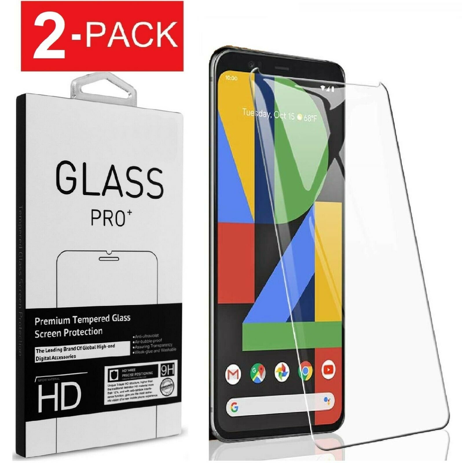 Easy to Install Compatible with Google Pixel 3a Screen Protector 2 Pack No Bubbles Tempered Glass Screen Protector Anti Fingerprint Screen Protector for Google Pixel 3a Case-Friendly 