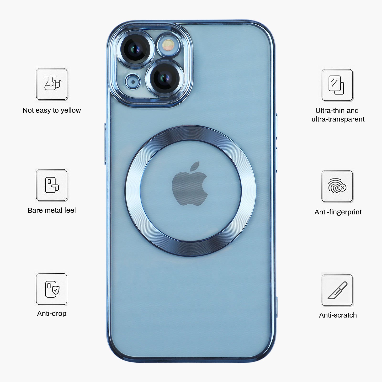 Shockproof MagSafe TPU Case For iPhone 15 14 Pro Max Camera Lens Cover Clear