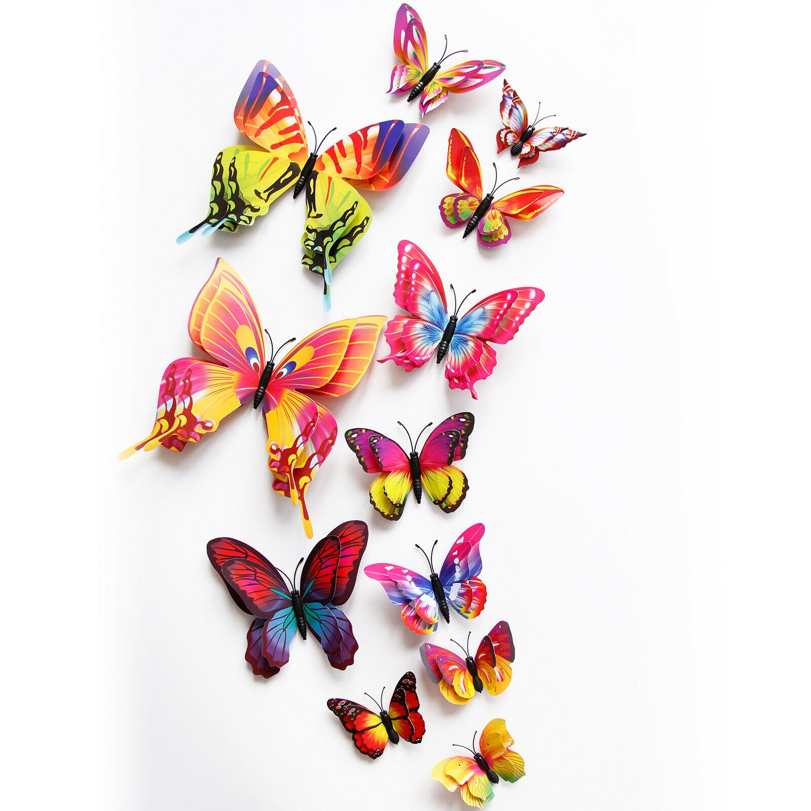 12 Pcs 3D Wall Sticker Butterflies PVC Decal For Childrens Room Decoration 