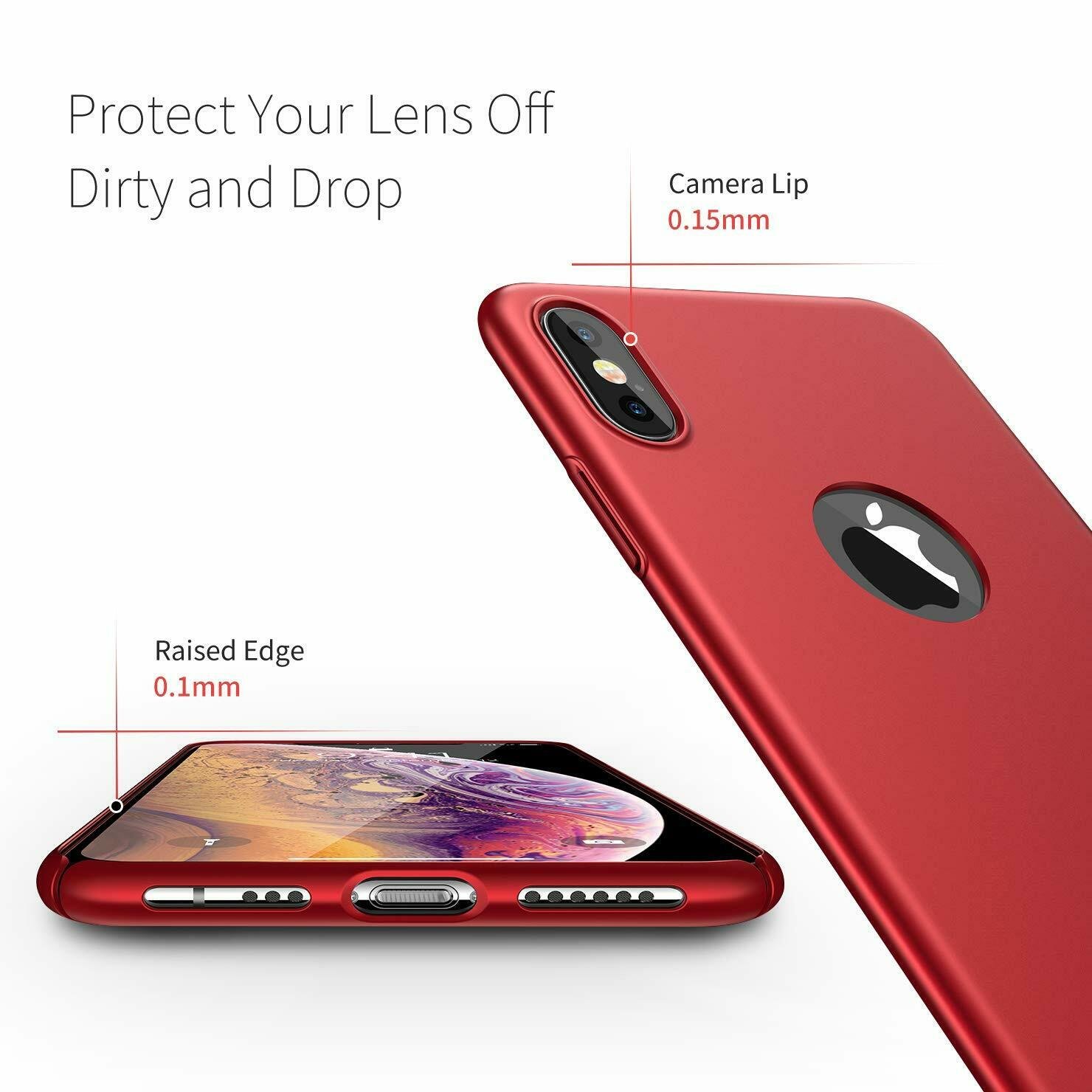 Case Thin Hard Cover + Tempered Glass Screen Protector For iPhone X XR XS Max