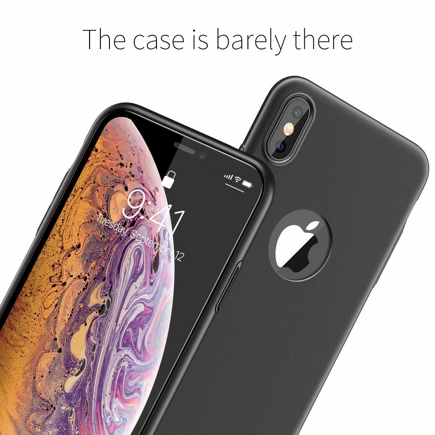 Case Thin Hard Cover + Tempered Glass Screen Protector For iPhone X XR XS Max