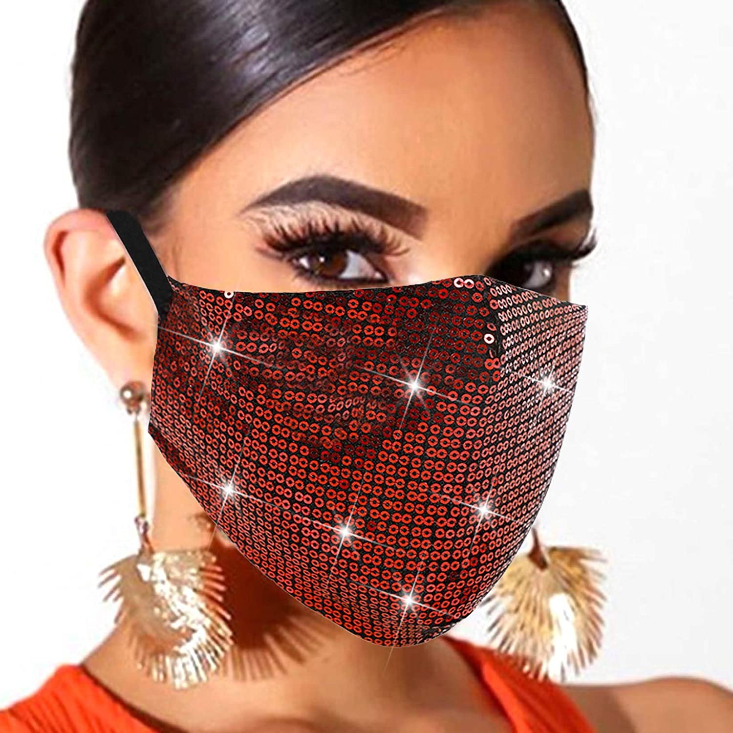 Women S Crystal Glitter Rhinestone Sparkle Bling Reusable Face Mask Covering Ebay