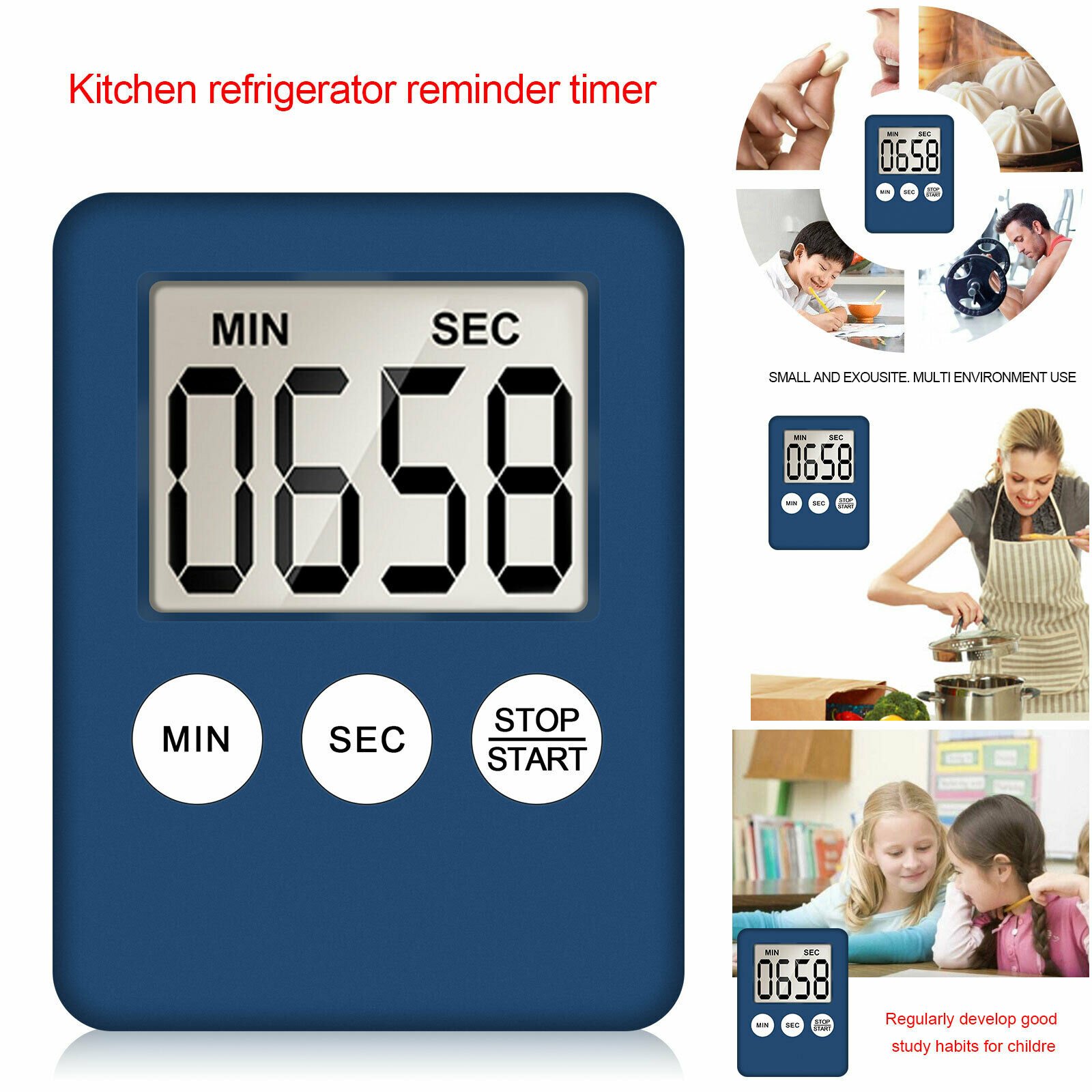 Small Digital Timer Portable Mini Digital Timer with Touch Control