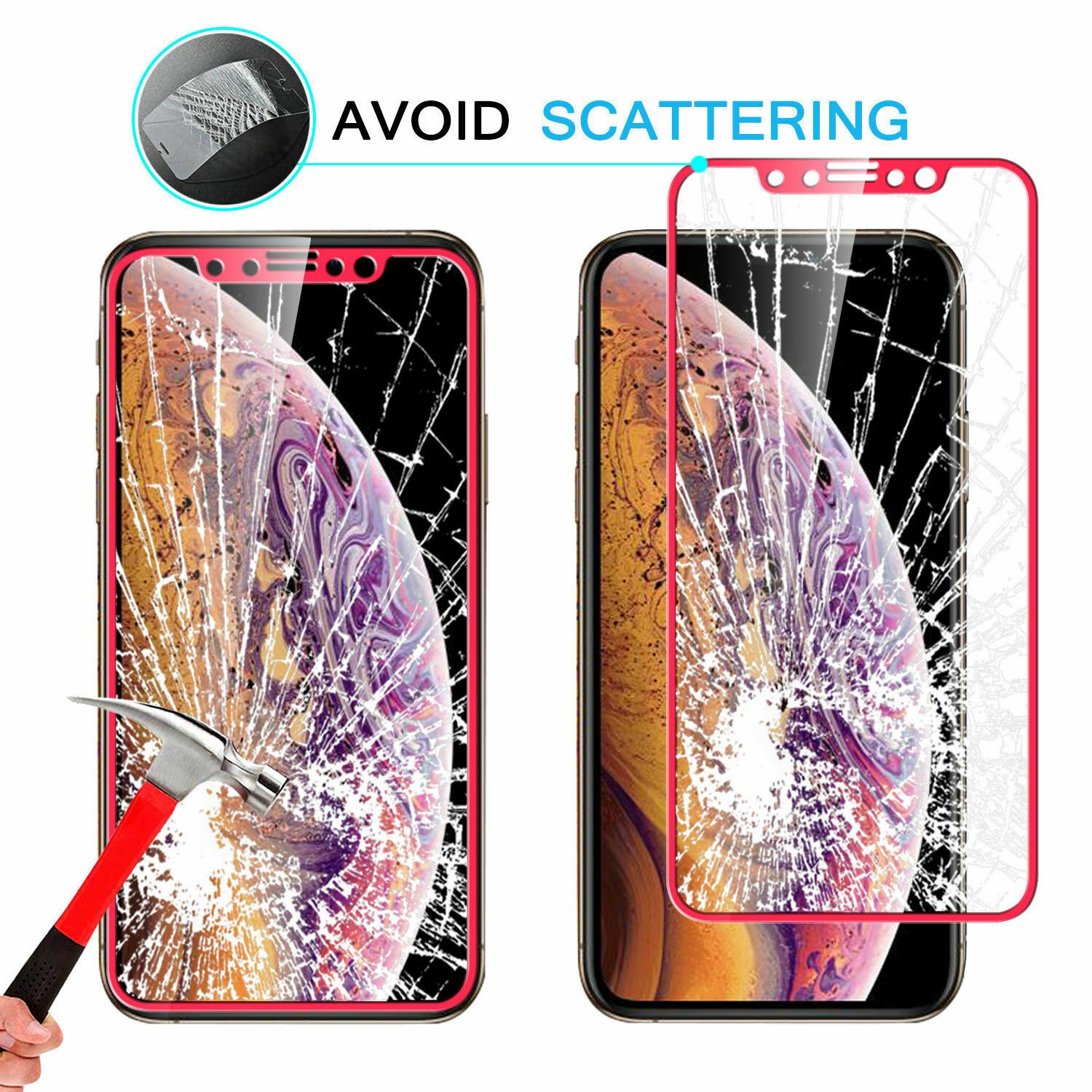 Full Coverage 3D Tempered Glass Screen Protector for iPhone X XR XS Max