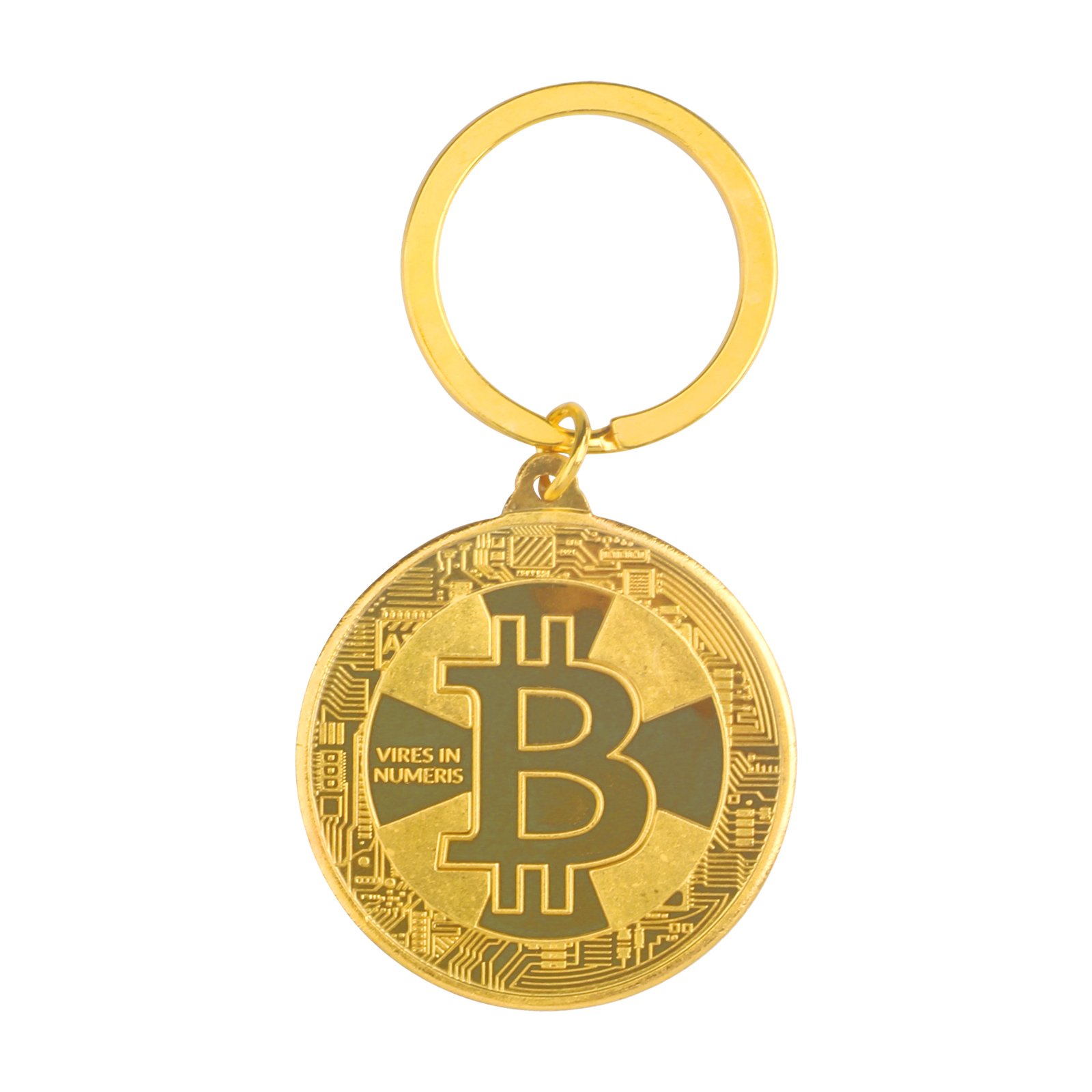 BTC Keychain Gold Plated Bitcoin Physical Coin Cryptocurrency Pack of 2 