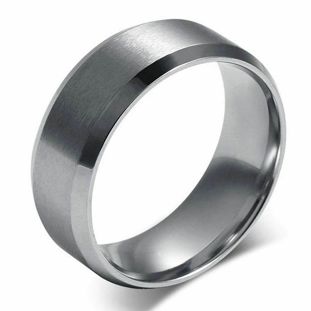 Bishilin Stainless Steel Ring Wedding Ring Round Matte Man Silver Black Hip Hop Ring Silver Black 9 