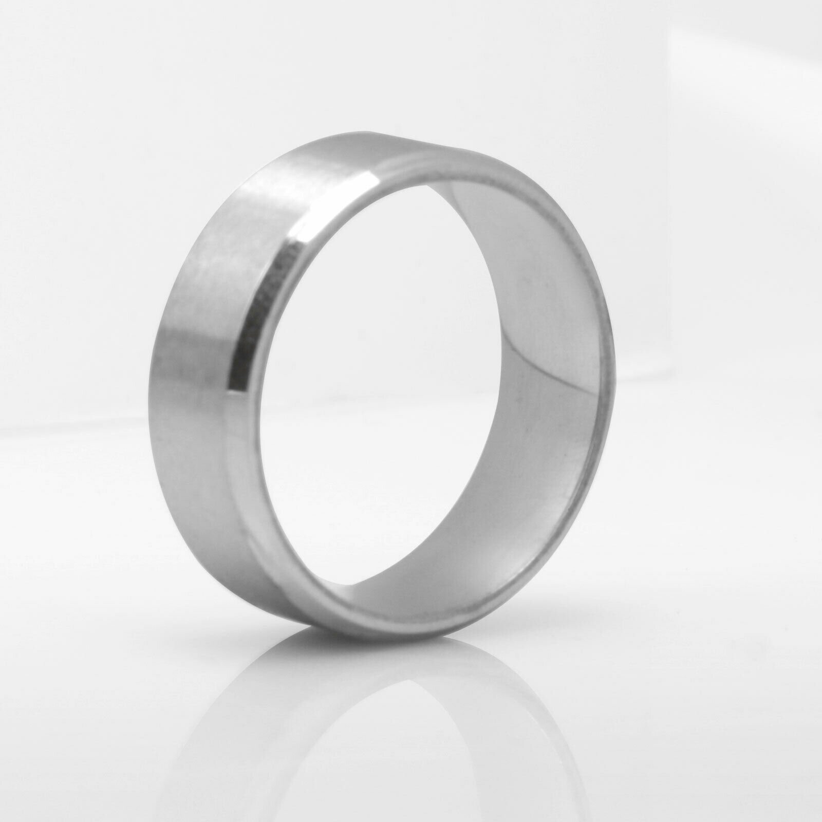 4.5 Gemini Groom & Bride Beveled Edge Matching Couple Wedding Anniversary Titanium Ring Set Width 8mm & 5mm Men Ring Size 12 Women Ring Size 