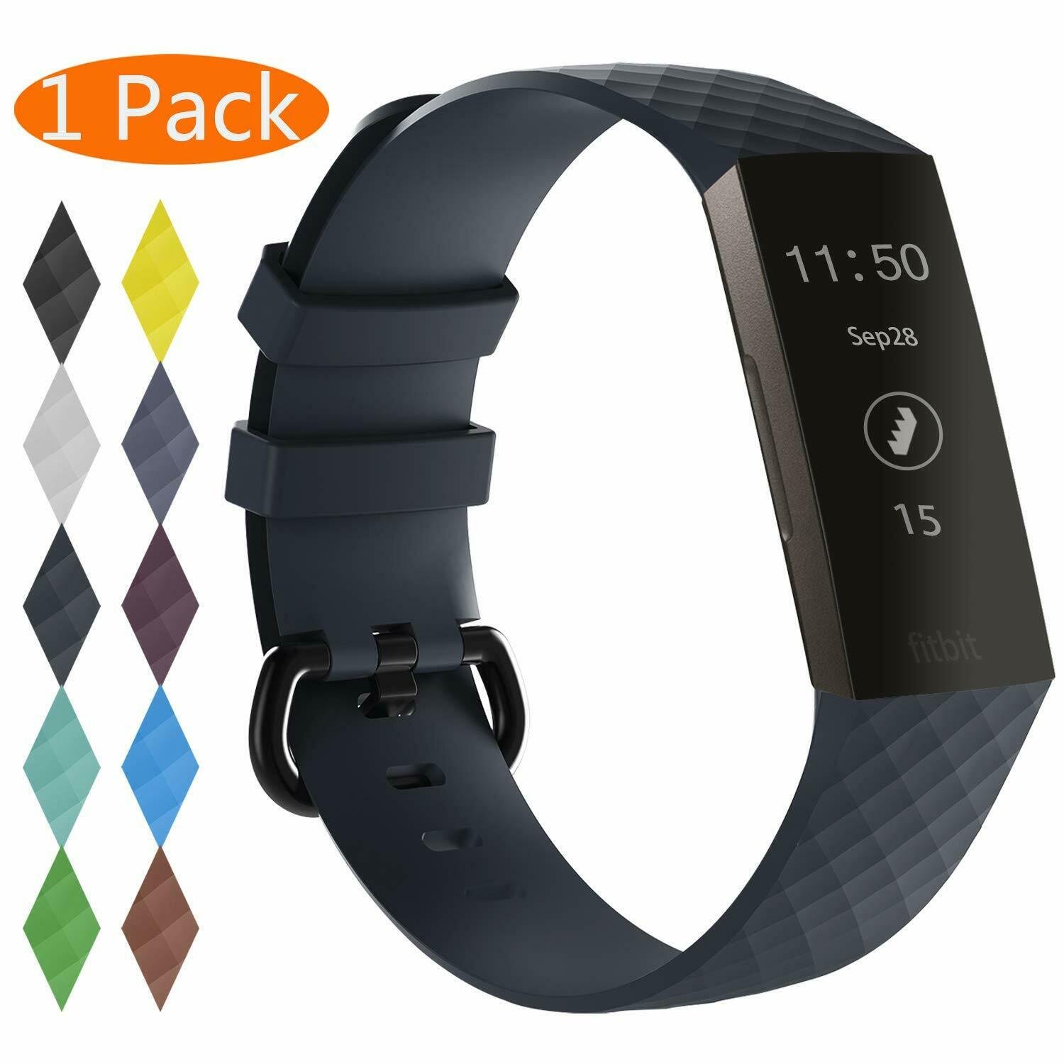 Hatoys Breathable Silicone Sport Bracelet Strap Band for Fitbit Charge 3 