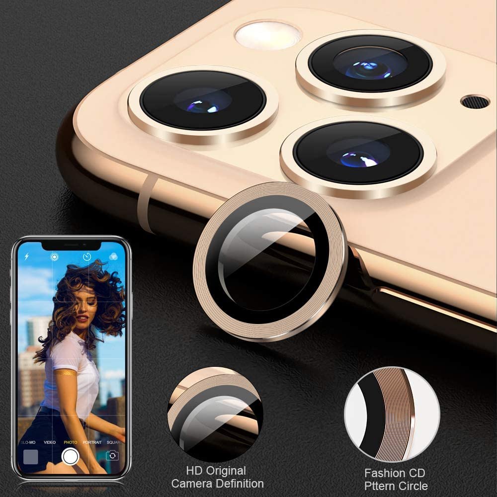 For iPhone 12 Pro Max 11 Metal Ring Tempered Glass Camera Lens Screen Protector