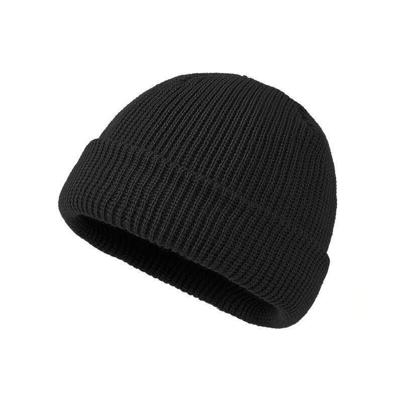3 Black Beanies Solid Plain Winter Ski Hat Skull Cap Cotton Blend Value Pack 