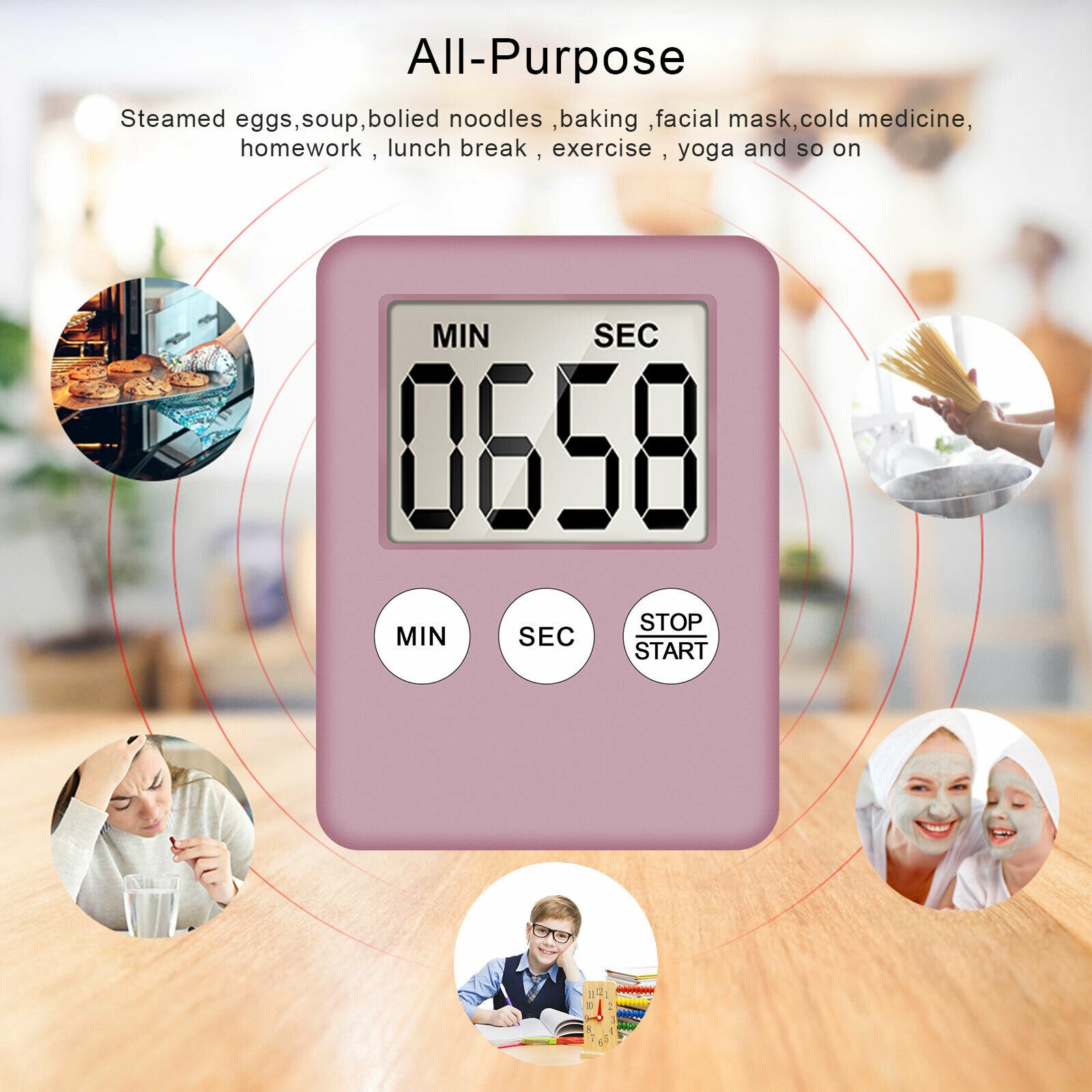 Large LCD digital kitchen cooking timer Count-Down Up Clock Alarm 