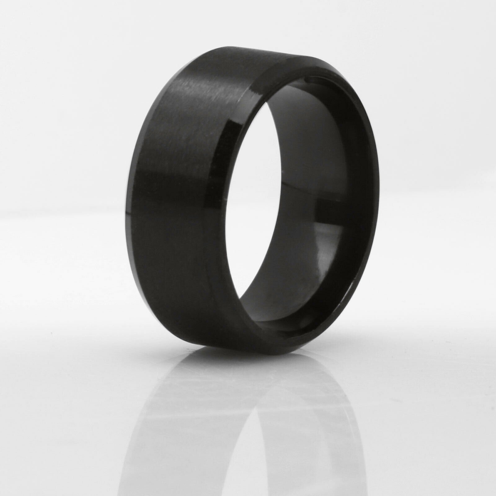 8MM Stainless Steel Men Women Wedding Engagement Black Gold Ring Band Size...
