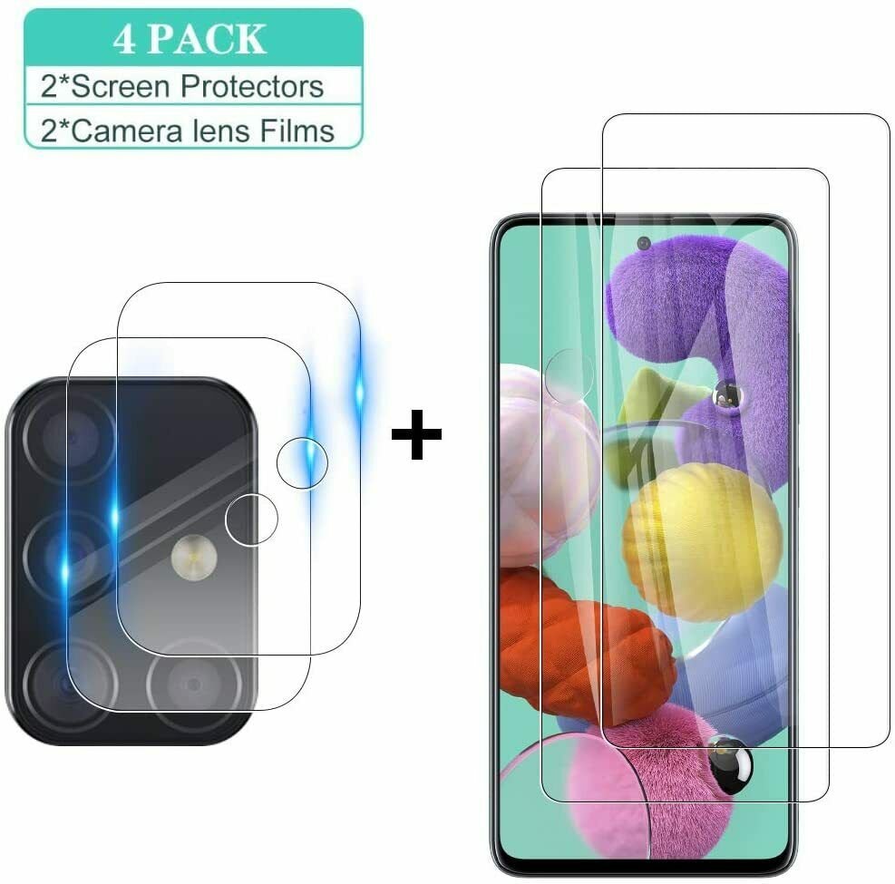 Tempered Glass Screen Protector + Camera Lens Film For Samsung Galaxy A51 A71 5G