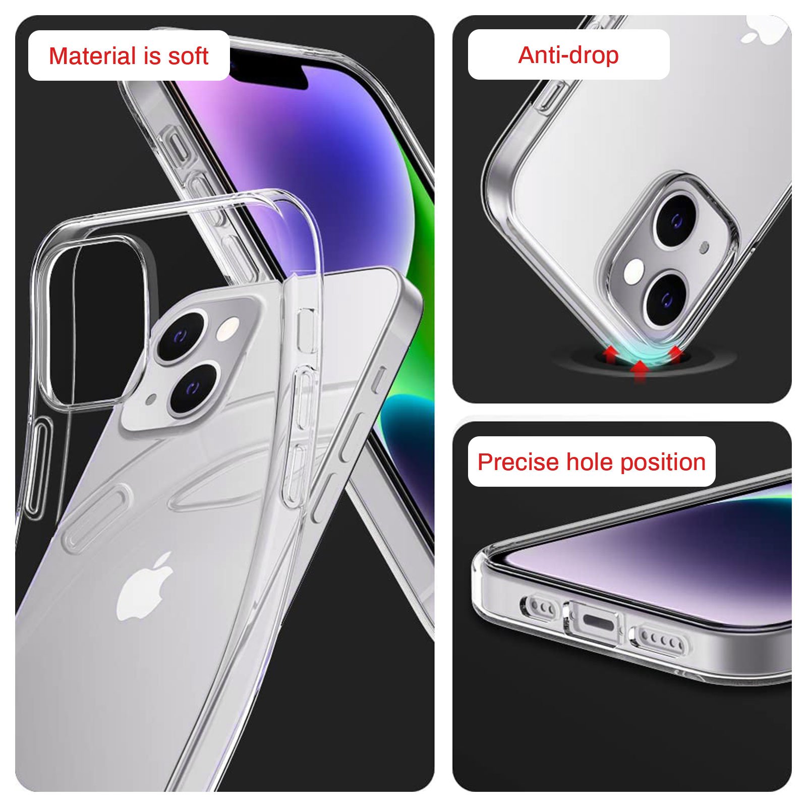 For Apple iPhone 14 Plus Pro Max Clear Shockproof Soft Silicone Case | eBay