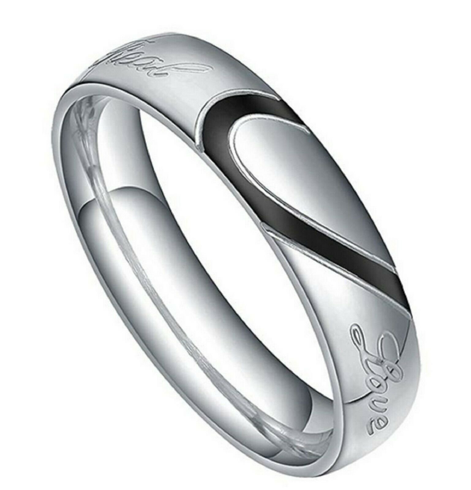 Couple's Matching Heart Ring, REAL Love His or Hers Wedding Band Promise Ring