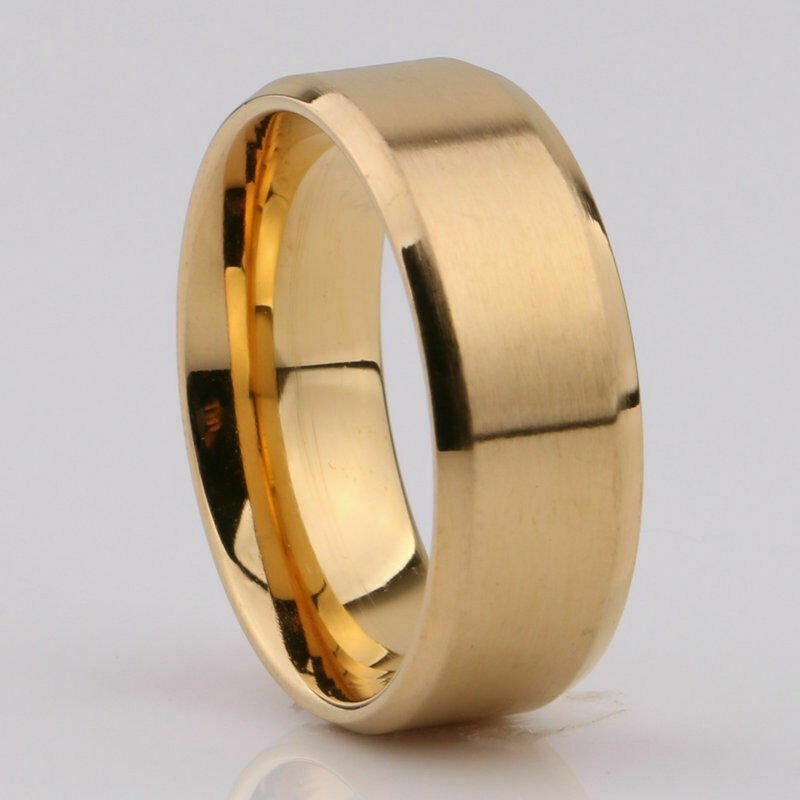 8MM Stainless Steel Ring Band Black Men's 6 to 12 Wedding Rings Man