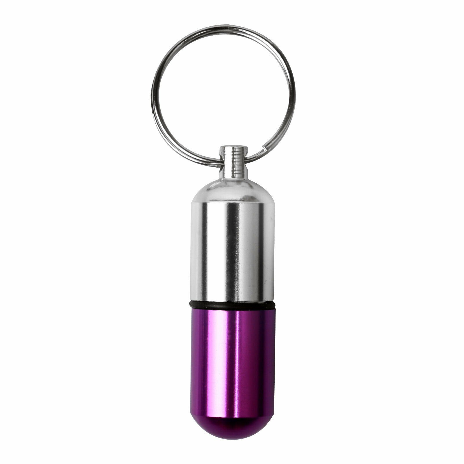 2pcs Mini Waterproof Pill Box Case Container with Keychain Keyring Purple