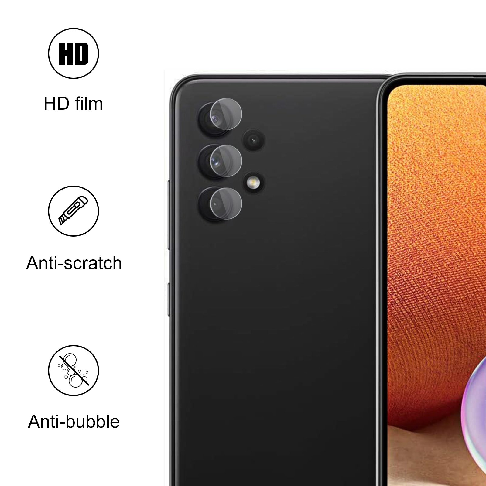 Tempered Glass Camera Lens Protector for Galaxy A02S A12 A32 A42 A52 A72 4G 5G