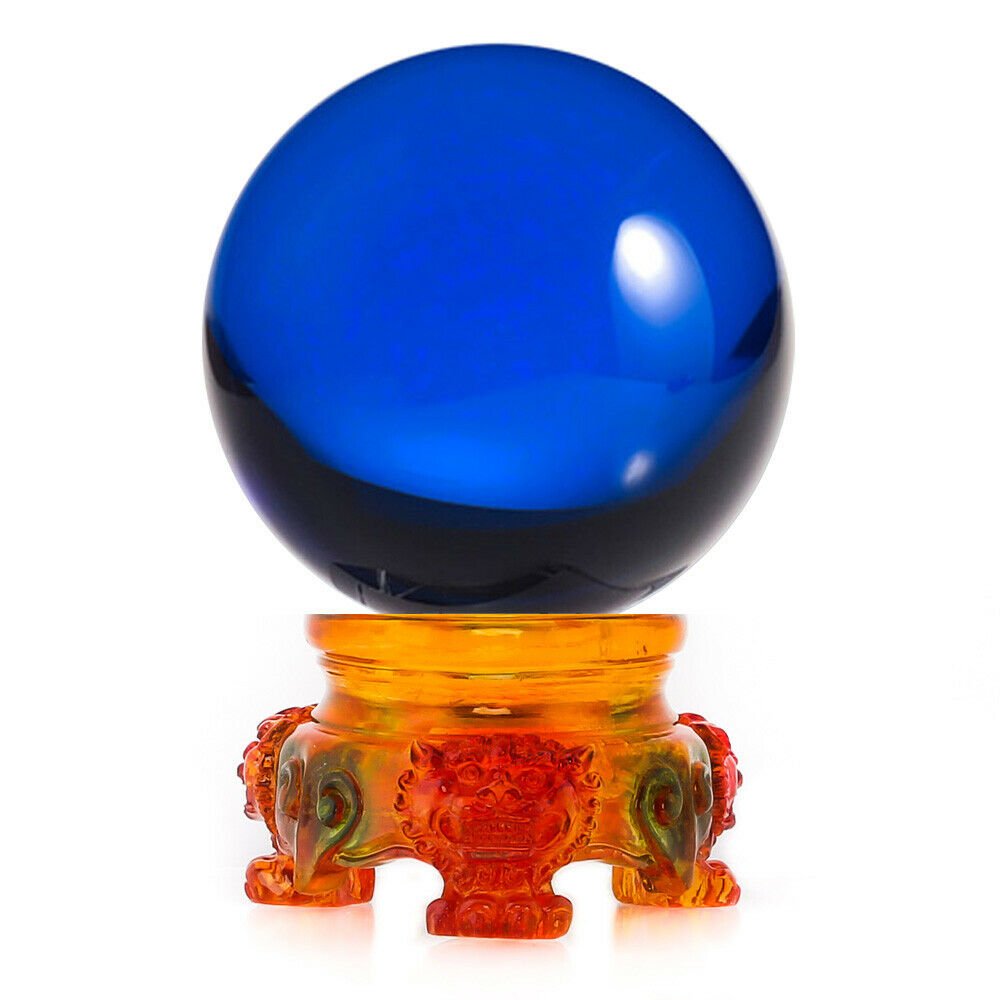 3in (80mm) Crystal Ball with Rainbow Lion Stand 10 colors to choose from - Picture 19 of 32