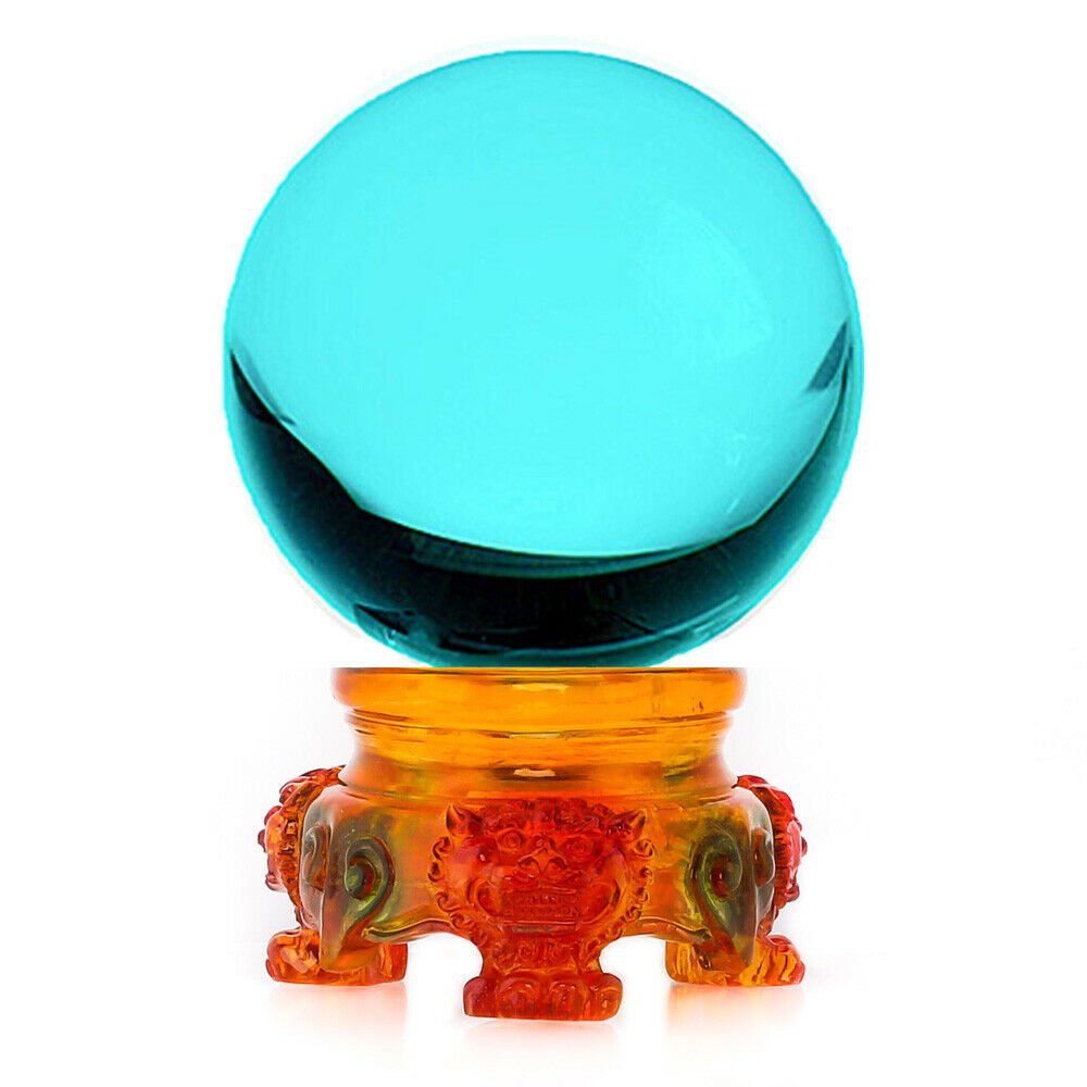 3in (80mm) Crystal Ball with Rainbow Lion Stand 10 colors to choose from - Picture 15 of 32