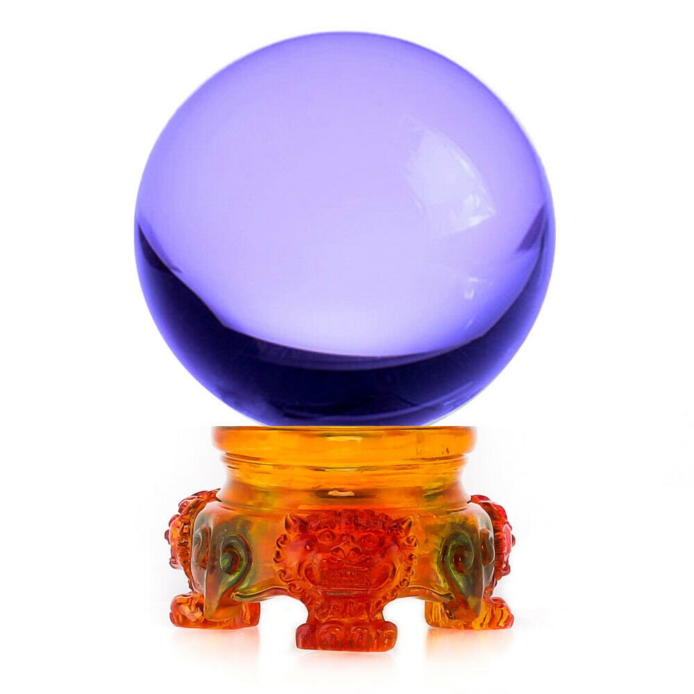 3in (80mm) Crystal Ball with Rainbow Lion Stand 10 colors to choose from - Picture 27 of 32