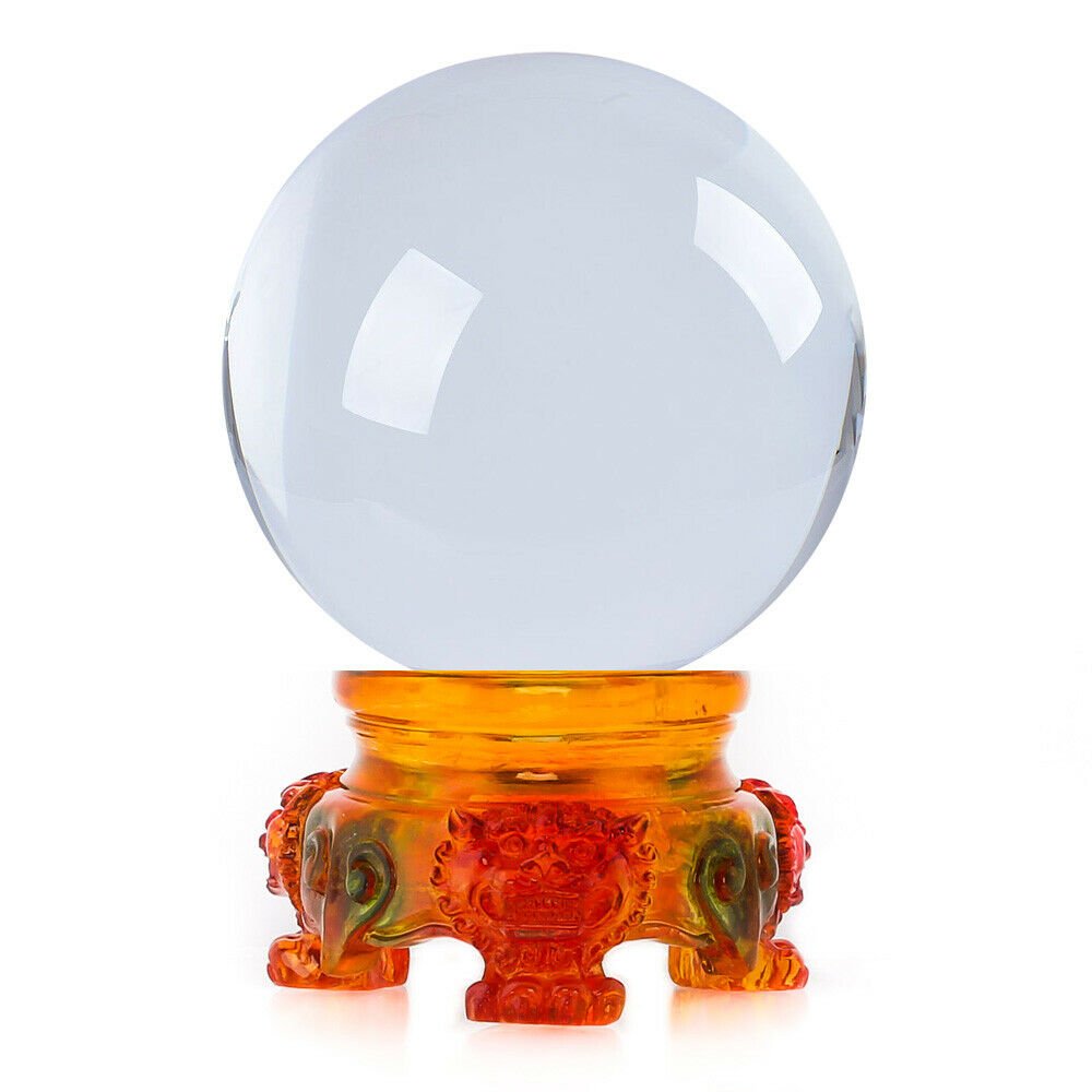 3in (80mm) Crystal Ball with Rainbow Lion Stand 10 colors to choose from - Picture 21 of 32