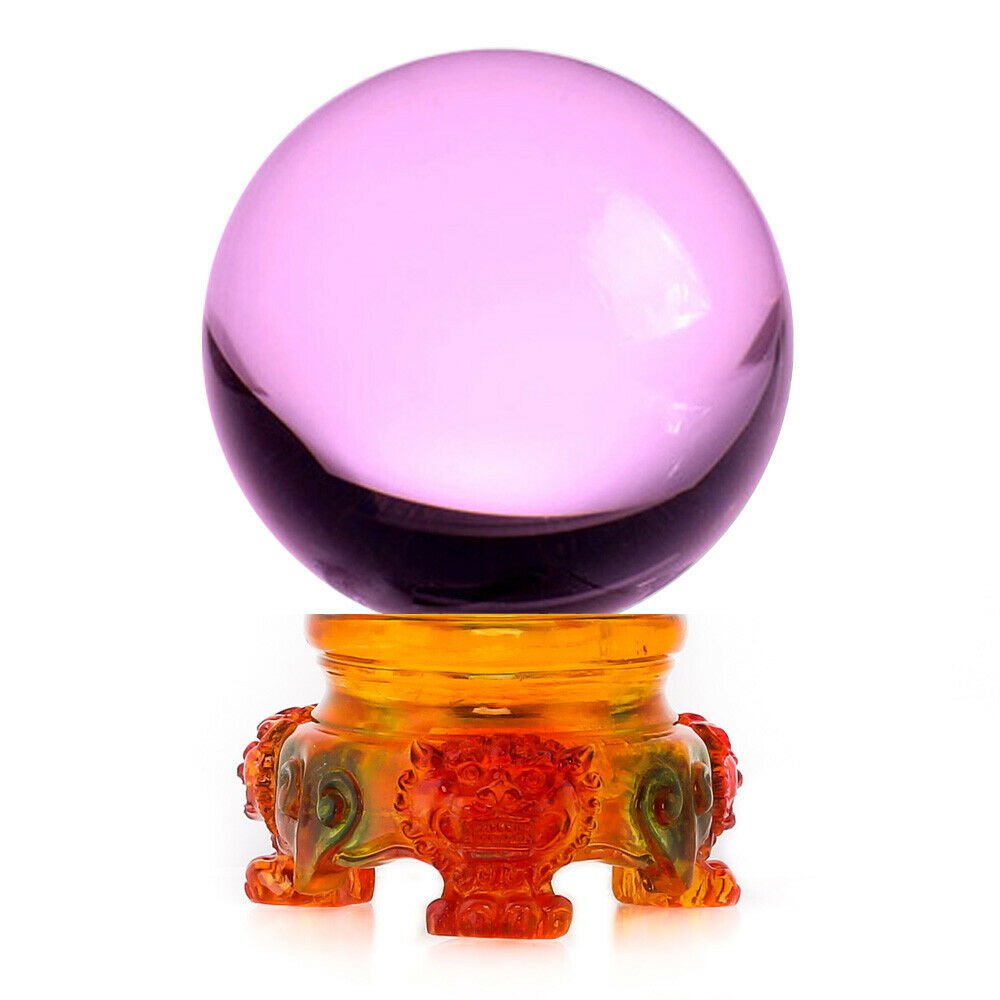 3in (80mm) Crystal Ball with Rainbow Lion Stand 10 colors to choose from - Picture 25 of 32