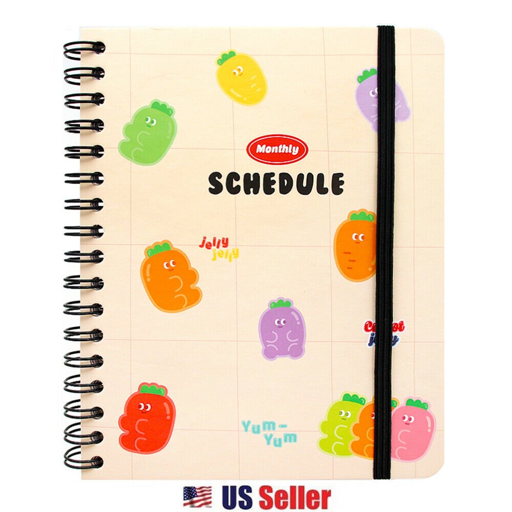 Set of 4 Cute Carrot One Ring Spiral Ruled Hard Cover Notepad Mini Note 
