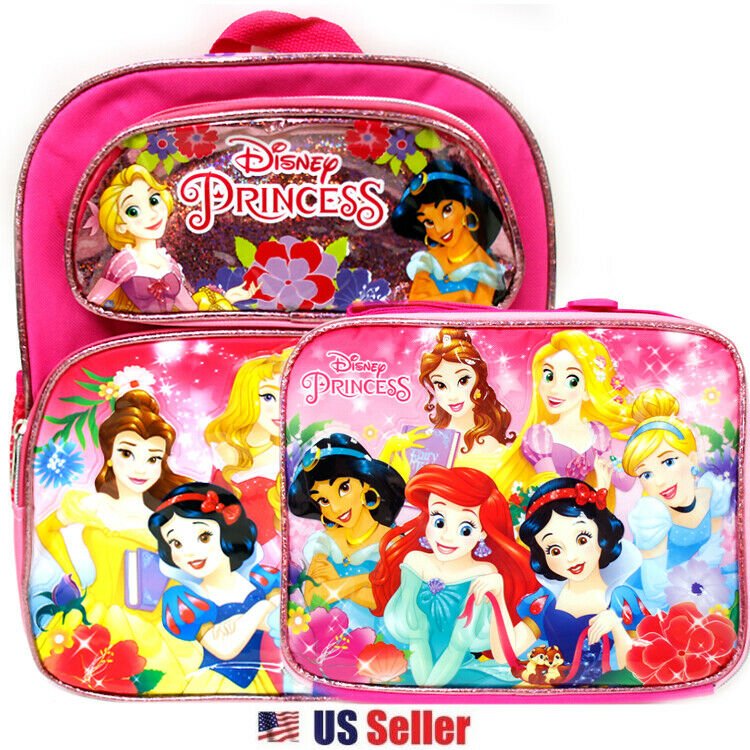 Disney princess backpack cheap with lunch bag