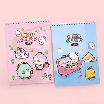 1pc Cartoon Graphic Coloring Notebook, Cute Spiral Drawing Notebook For Kids
