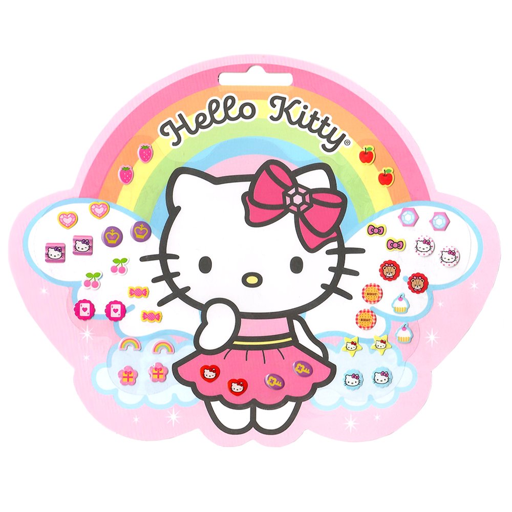 Sanrio Hello Kitty Stick-On Sticker Earrings Jewelry 20-Pairs Set (1 Set) |  eBay